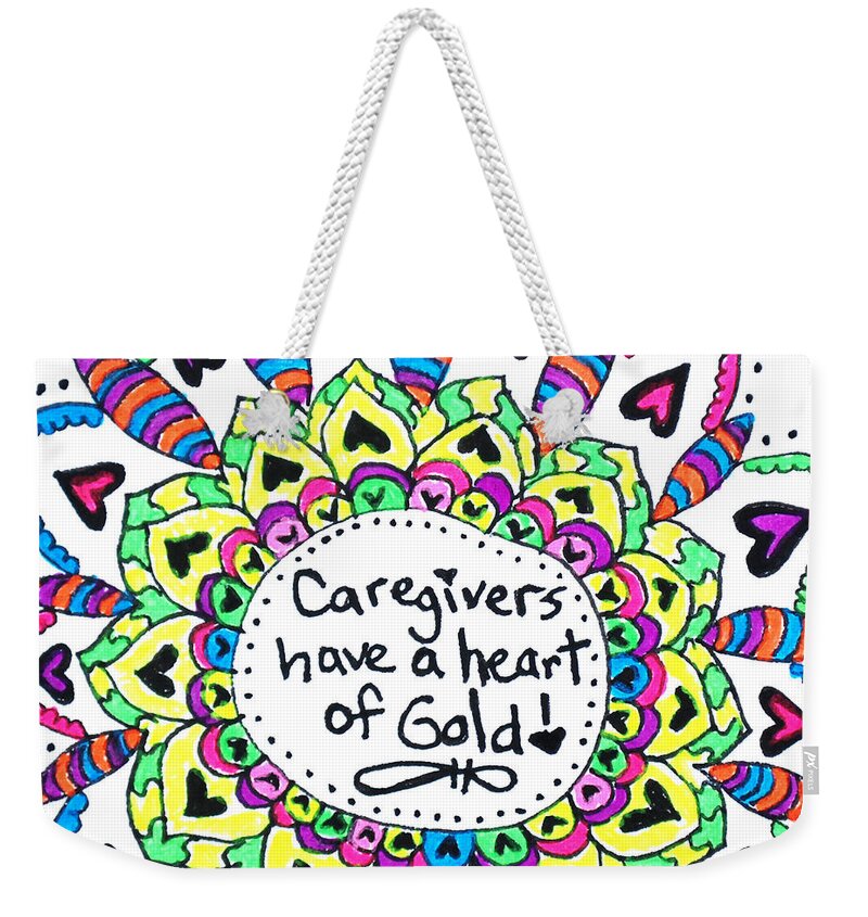 Caregiver Weekender Tote Bag featuring the drawing Caregiver Flower by Carole Brecht