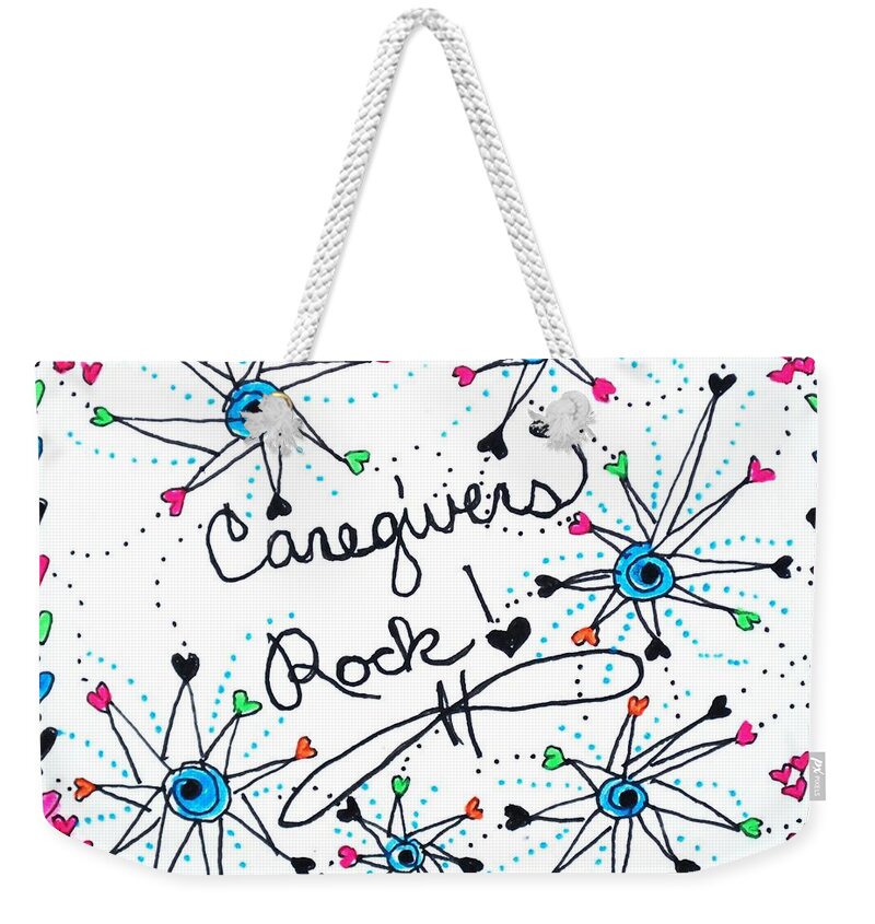 Caregiver Weekender Tote Bag featuring the drawing Caregivers Rock by Carole Brecht