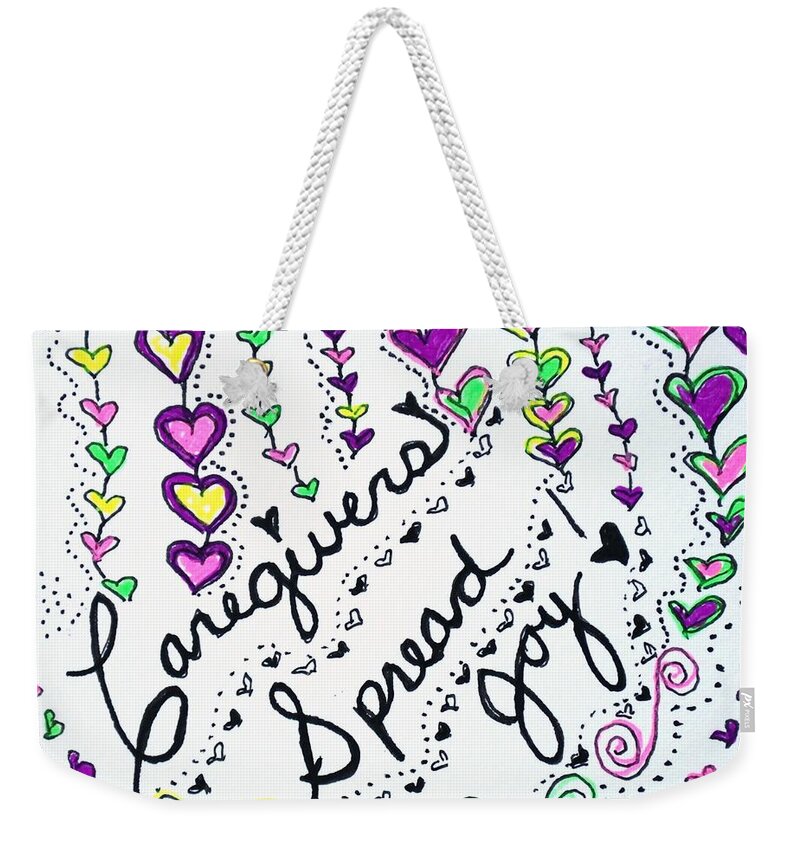 Caregiver Weekender Tote Bag featuring the drawing Caregivers Spread Joy by Carole Brecht