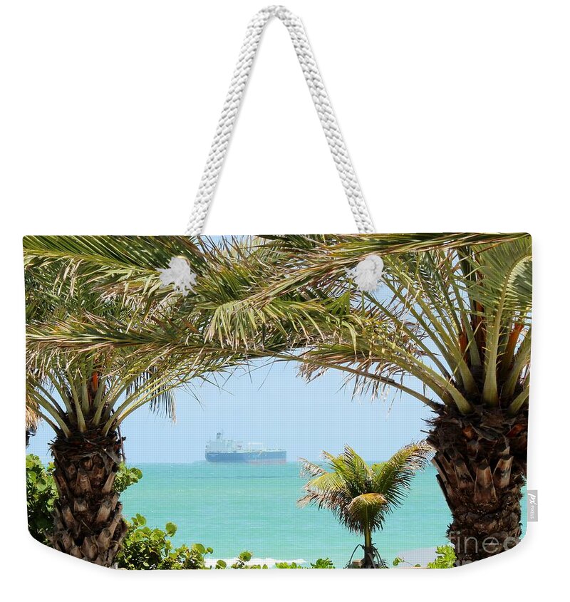 Ship Weekender Tote Bag featuring the photograph Cargo on Hold by Rene Triay FineArt Photos