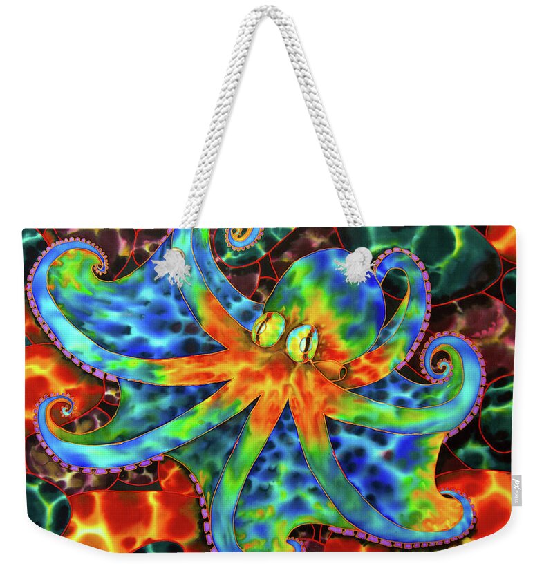 Jean-baptiste Design Weekender Tote Bag featuring the painting Caribbean Octopus on Stone Bottom by Daniel Jean-Baptiste
