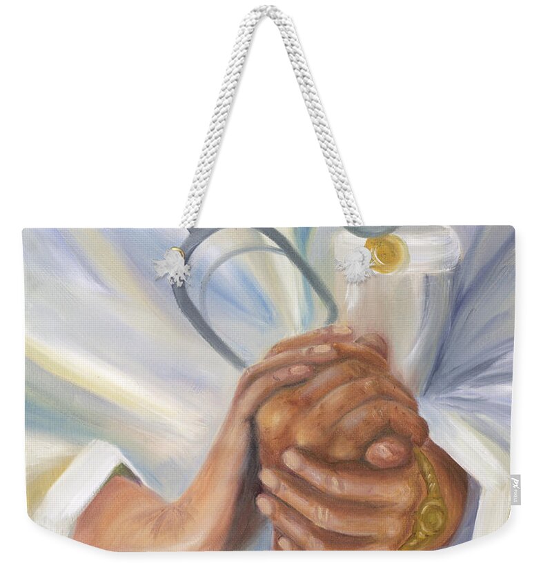 Nursing Weekender Tote Bag featuring the painting Caring A Tradition of Nursing by Marlyn Boyd