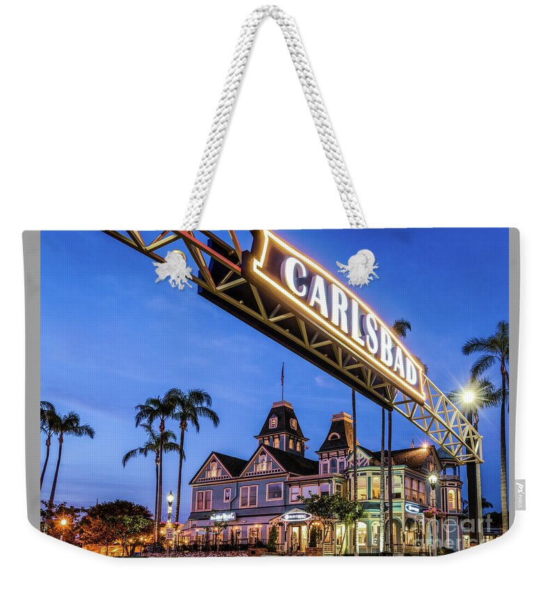 Carlsbad Weekender Tote Bag featuring the photograph Carlsbad Welcome Sign by David Levin