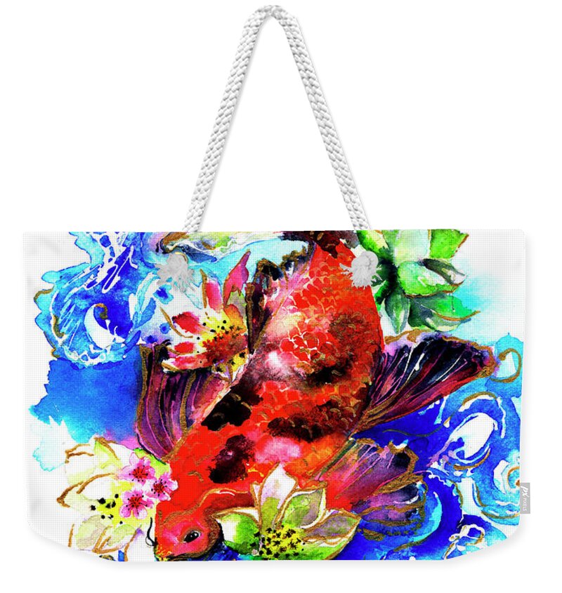 Carpa Koi Weekender Tote Bag featuring the painting Carpa Koi by Isabel Salvador