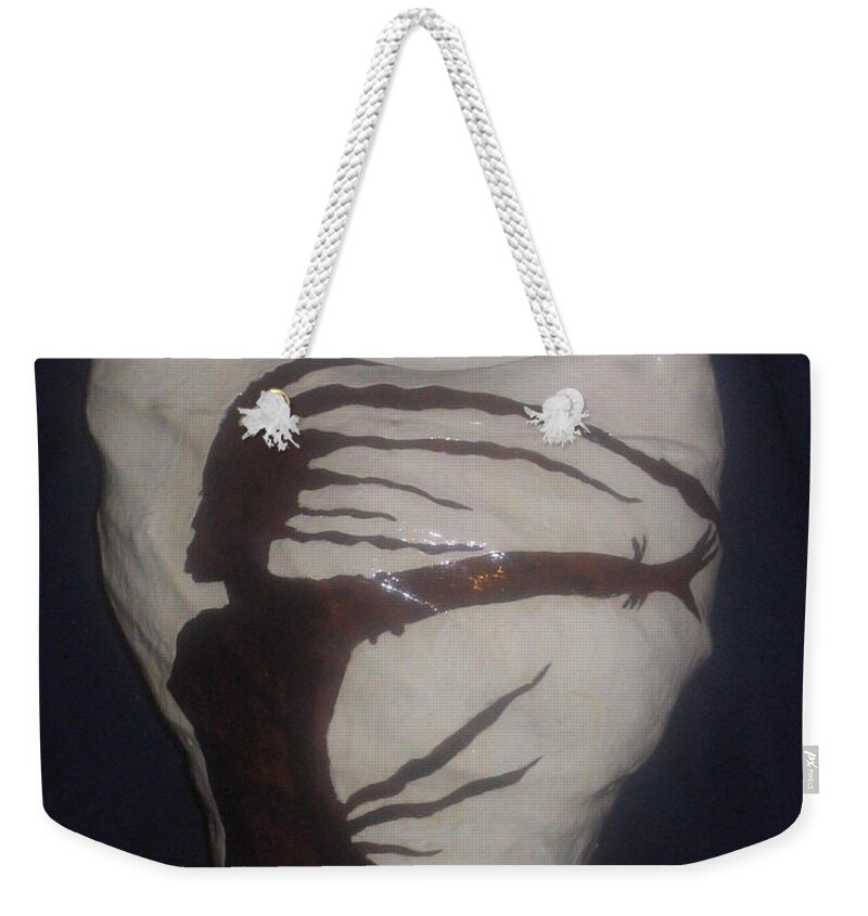 Jesus Weekender Tote Bag featuring the ceramic art Carribean Lady by Gloria Ssali