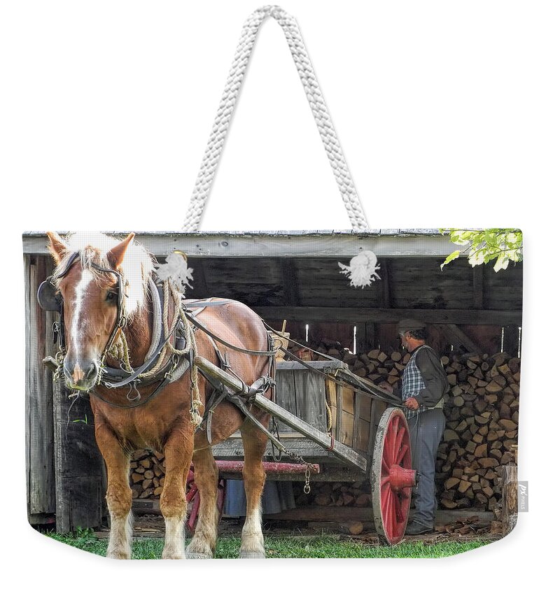 Belgian Weekender Tote Bag featuring the photograph Carting for Winter by Carol Randall