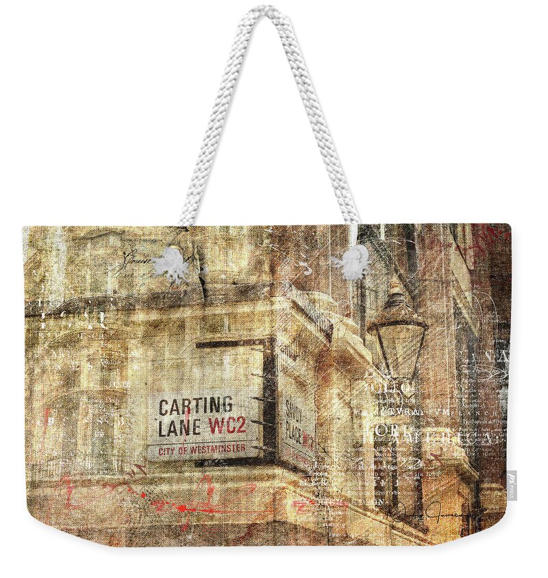 English Weekender Tote Bag featuring the digital art Carting Lane, Savoy Place by Nicky Jameson