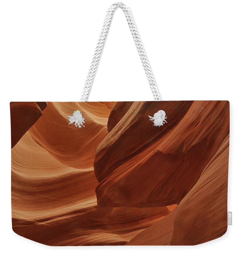 Antelope Canyon Weekender Tote Bag featuring the photograph Carved by Water by Theo O'Connor