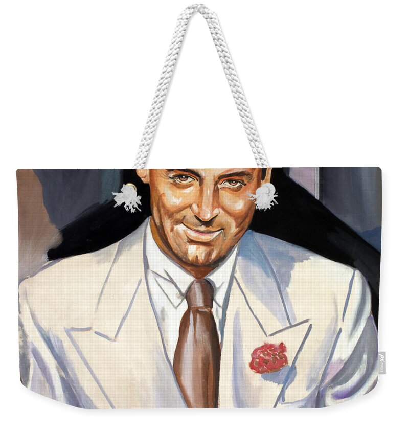Cary Grant Weekender Tote Bag featuring the painting Cary Grant by Star Portraits Art