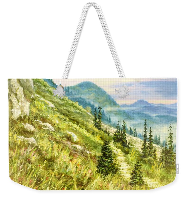 Cascade Mt. Trail Weekender Tote Bag featuring the painting Cascade Mt. Trail by Paul Henderson