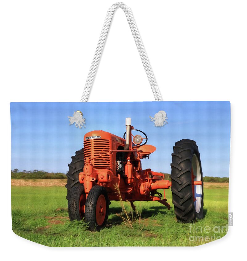 Orange Weekender Tote Bag featuring the photograph Case Tractor by Lori Deiter