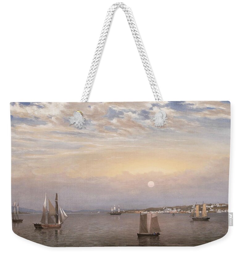 Fitz Henry Lane Weekender Tote Bag featuring the painting Castine Harbor and Town by Fitz Henry Lane