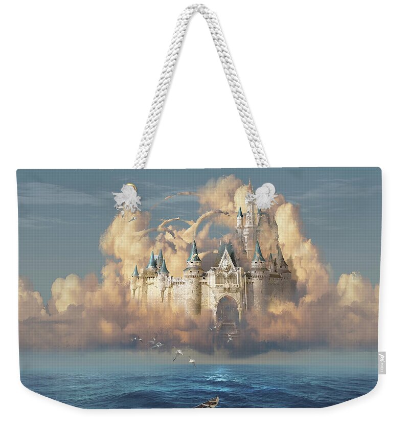 Dream Weekender Tote Bag featuring the digital art Castle in the Sky by George Grie