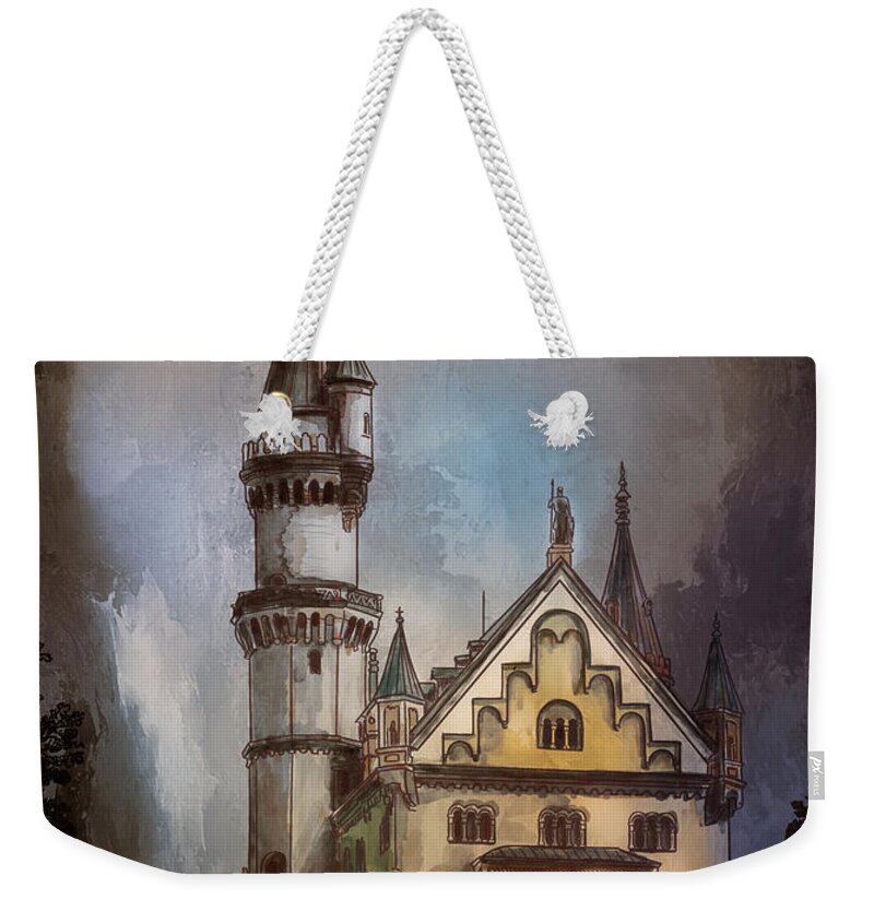 Castle Weekender Tote Bag featuring the painting Castle Neuschwanstein by Andrzej Szczerski