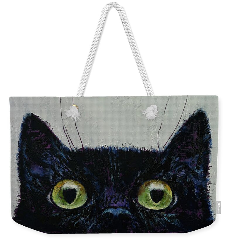 Cat Eye Weekender Tote Bag featuring the painting Cat Eyes by Michael Creese