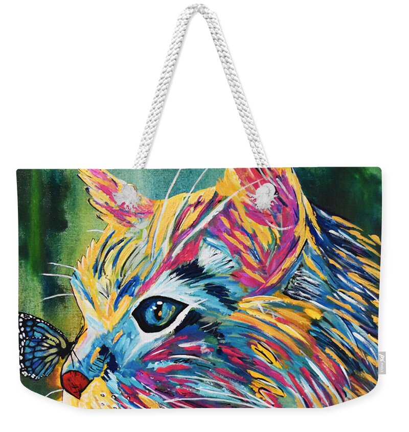 Cat Love Weekender Tote Bag featuring the painting Cat Love by Kathleen Artist PRO