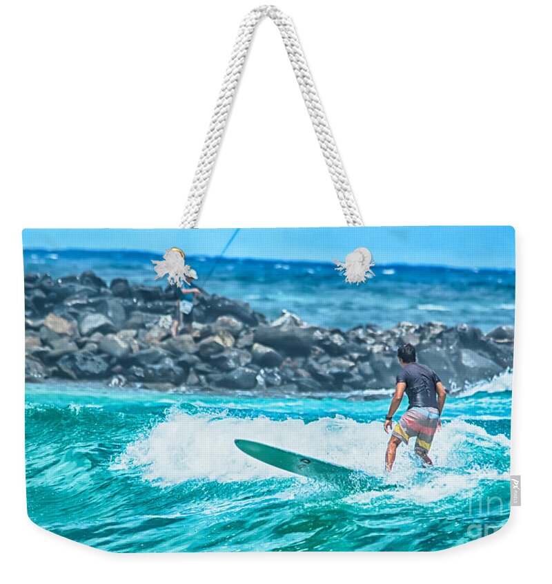 Beach Weekender Tote Bag featuring the photograph Catch Anything? by Eye Olating Images