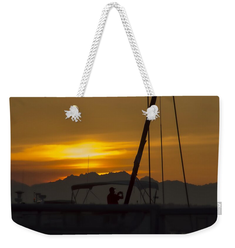 Puget Sound Weekender Tote Bag featuring the photograph Catching the Sun by Cathy Anderson
