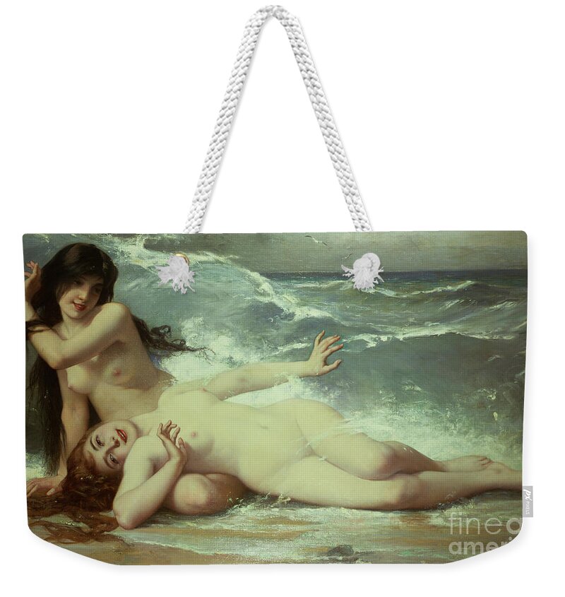 Nude Weekender Tote Bag featuring the painting Catching waves by Paul Albert Laurens