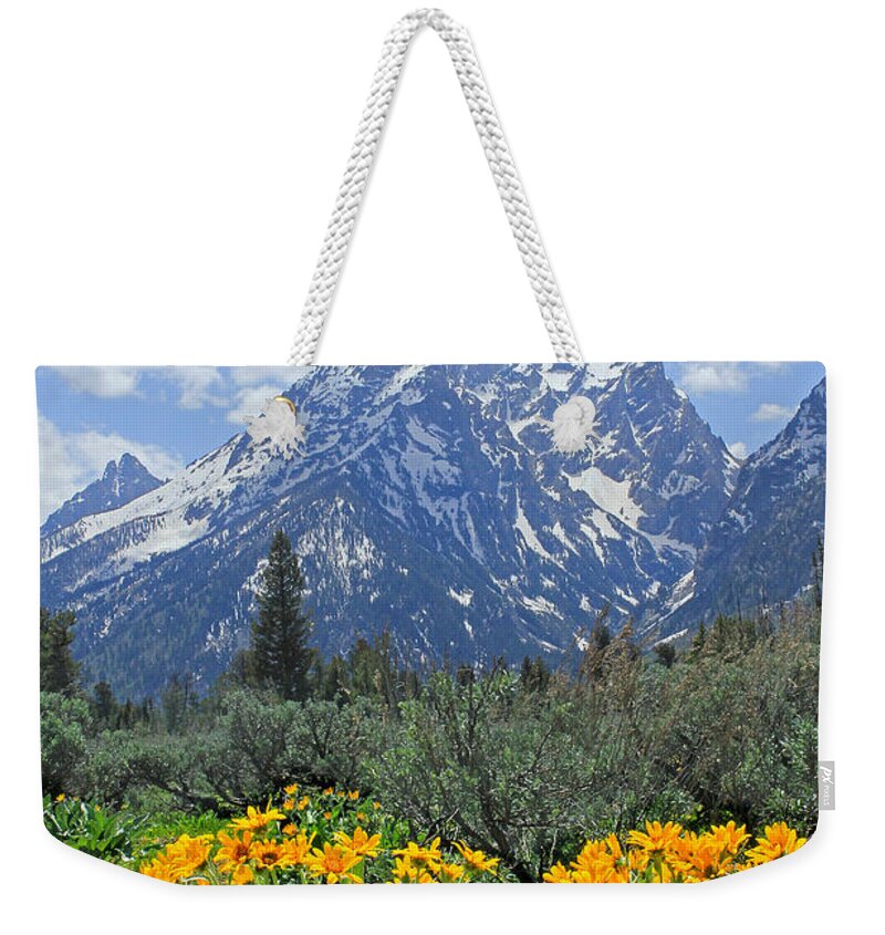 Mt. Moran Weekender Tote Bag featuring the photograph DM9328-Cathedral Group Tetons by Ed Cooper Photography