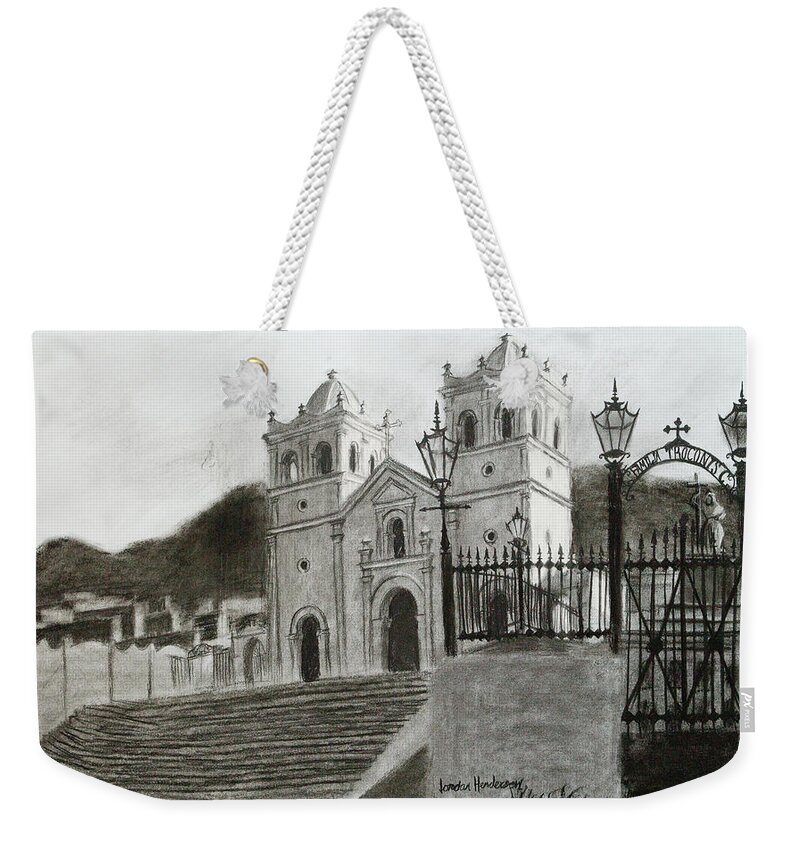Church Weekender Tote Bag featuring the drawing El Umilladero by Jordan Henderson