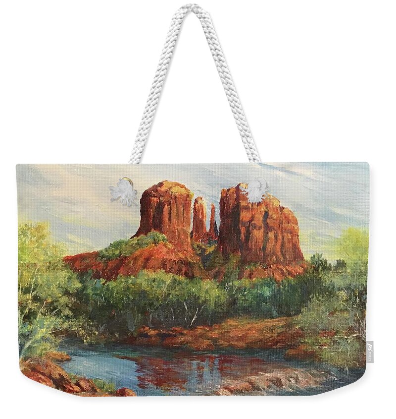 Arizona Weekender Tote Bag featuring the painting Cathedral Rock by ML McCormick