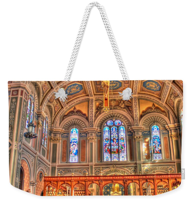 Hdr Weekender Tote Bag featuring the photograph Catherdral Altar View by Randy Wehner