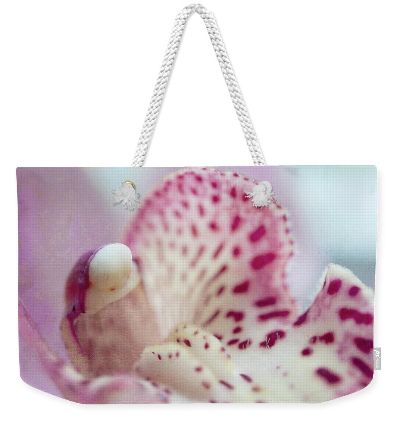 Jenny Rainbow Fine Art Photography Weekender Tote Bag featuring the photograph Cattleya Orchid Abstract 1 by Jenny Rainbow