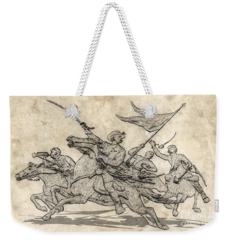 Cavalry Charge Gettysburg Sketch Weekender Tote Bag featuring the digital art Cavalry Charge Gettysburg Sketch by Randy Steele