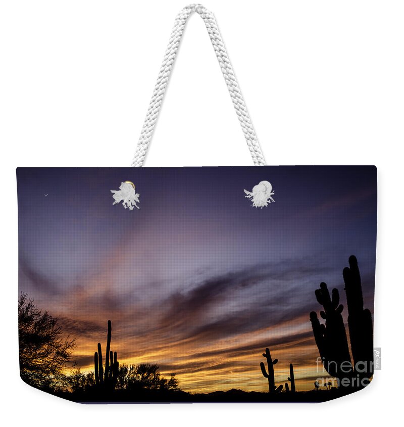 Arizona Weekender Tote Bag featuring the photograph Cave Creek Arizona Sunset by Nick Boren