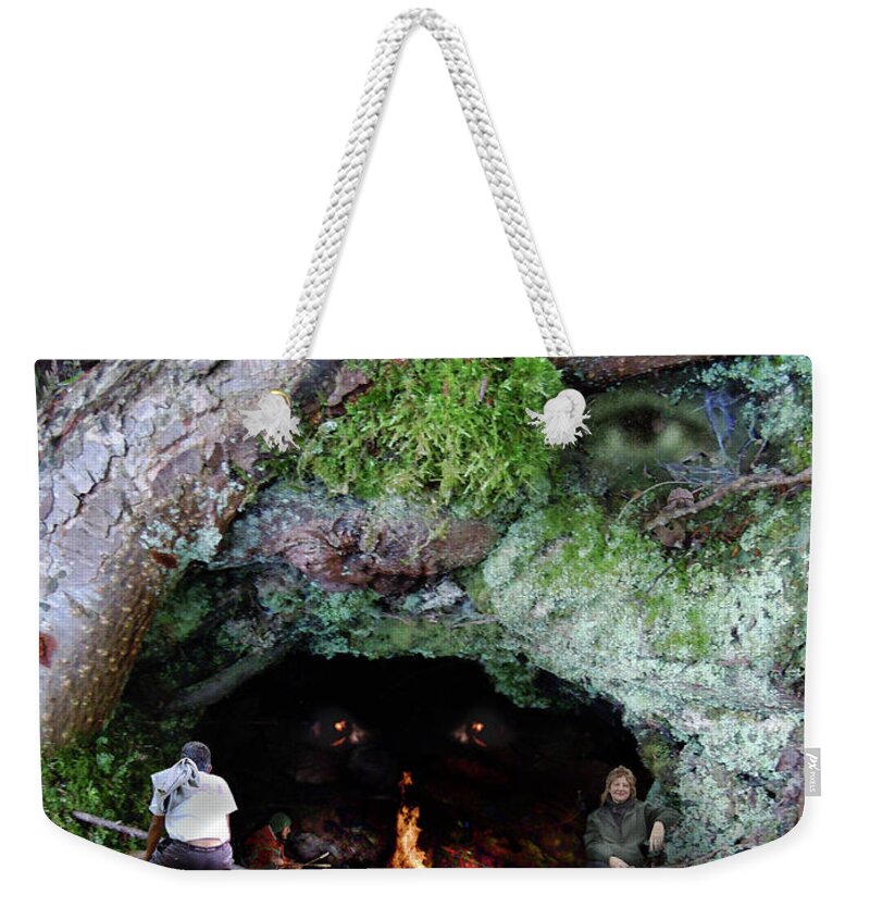 Photoshop Weekender Tote Bag featuring the digital art Cave of Woodland Spirit by Nancy Griswold