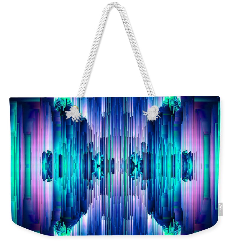 Glitch Weekender Tote Bag featuring the digital art Cavernous Glitch - Pixel Art by Jennifer Walsh