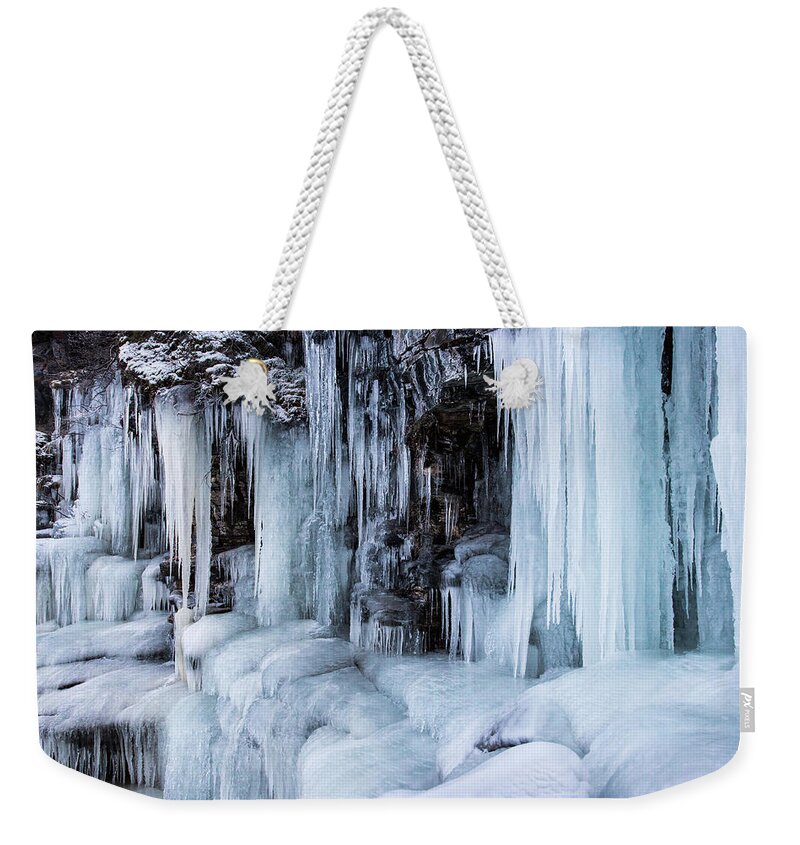 Abisko Weekender Tote Bag featuring the photograph Caves of Ice by Alex Lapidus