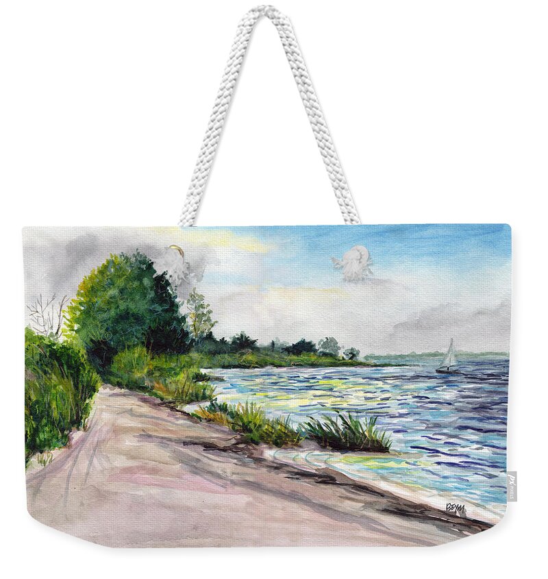 Cedat Beach Weekender Tote Bag featuring the painting Cedar Beach Morning by Clara Sue Beym