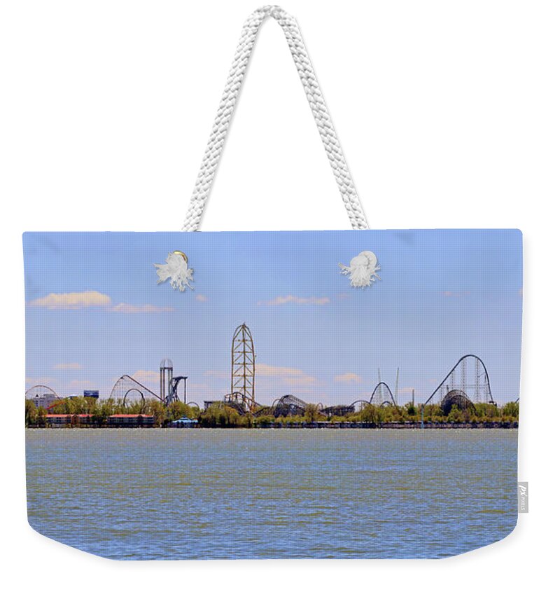 Cedar Point Weekender Tote Bag featuring the photograph Cedar Point Panorama1aaa by Jack Schultz