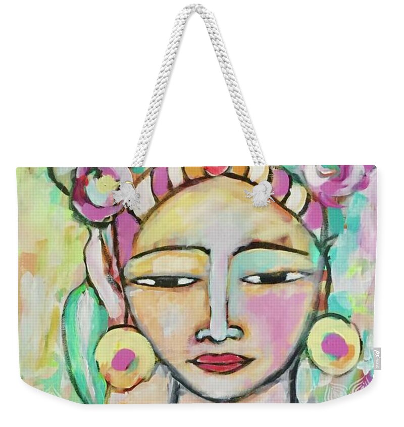 Frida Kahlo Weekender Tote Bag featuring the mixed media Celebrating Frida by Corina Stupu Thomas