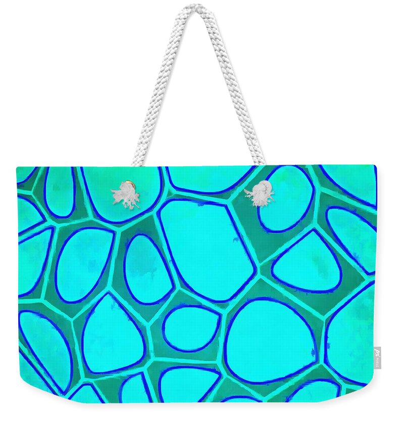 Square Weekender Tote Bag featuring the painting Cell Abstraction Abstract Painting by Edward Fielding