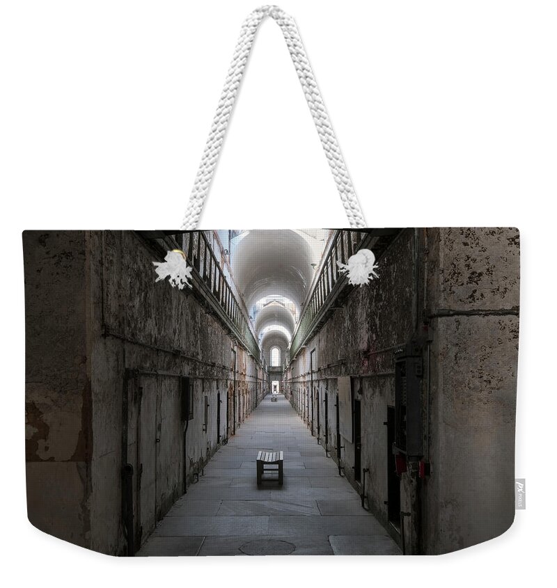 Eastern State Penitentiary Weekender Tote Bag featuring the photograph Cellblock 7 by Tom Singleton