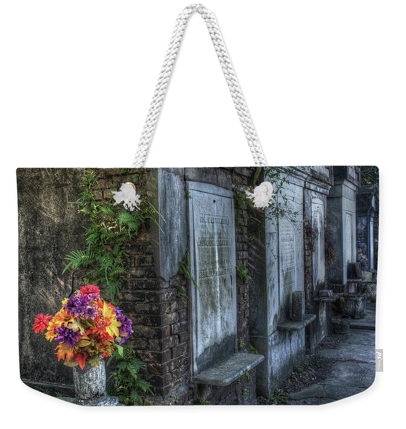  Weekender Tote Bag featuring the photograph Cemetery Bouquet by Michael Kirk