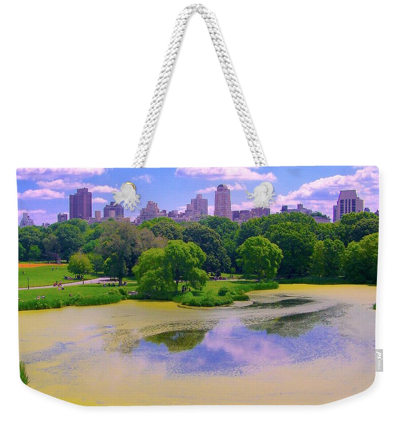 City Usa Prints Weekender Tote Bag featuring the photograph Central Park and Lake, Manhattan NY by Monique Wegmueller