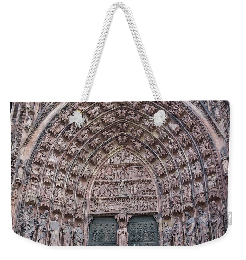 Alsace Weekender Tote Bag featuring the photograph Central Portal of the Cathedral by Teresa Mucha
