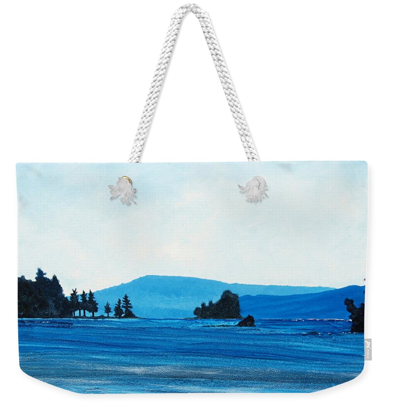 Centre Harbor Weekender Tote Bag featuring the painting Centre Harbor by Paul Gaj