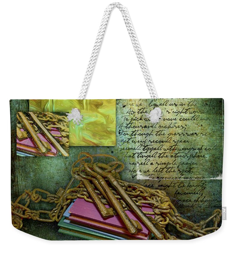 Chains Weekender Tote Bag featuring the digital art Chains, poetry and spirits by Ricardo Dominguez