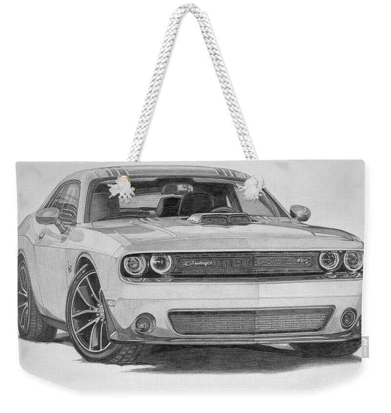  Weekender Tote Bag featuring the drawing Challenger No Sig by Dan Menta