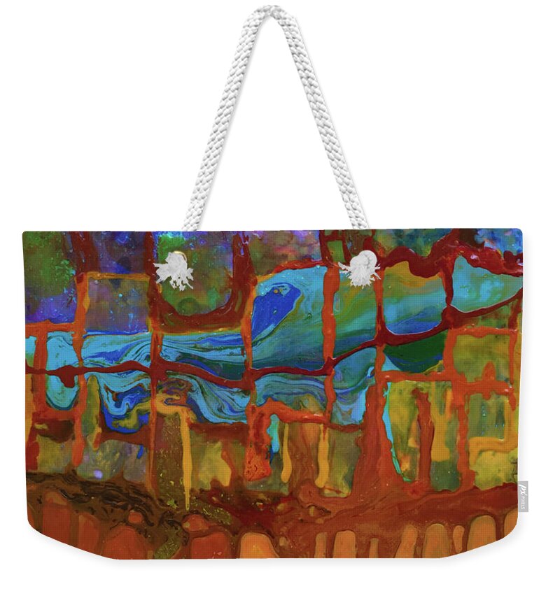 Stream Weekender Tote Bag featuring the painting Chambers by Linda Bailey