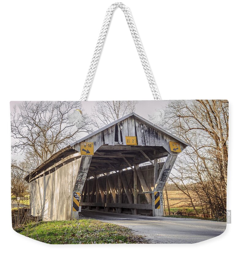 America Weekender Tote Bag featuring the photograph Chambers Road Covered Bridge by Jack R Perry