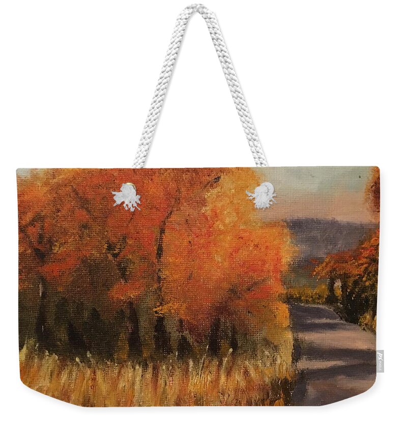 Path Weekender Tote Bag featuring the painting Changing Season by Sharon Schultz