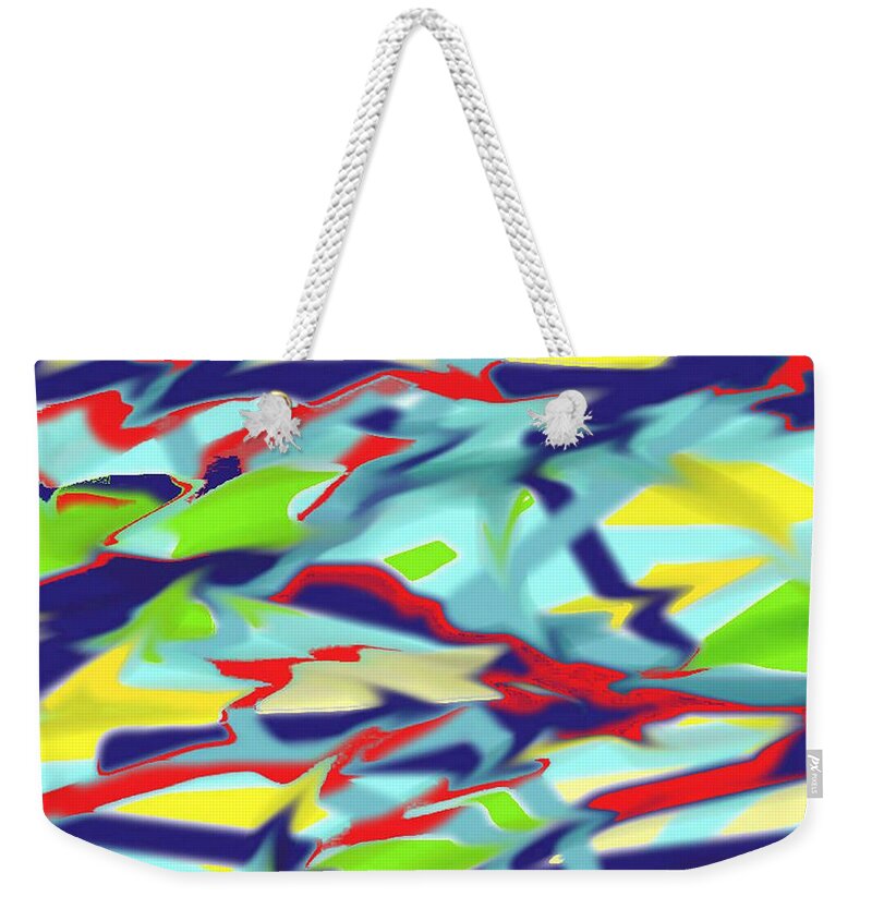 Chaos Weekender Tote Bag featuring the digital art Chaos into Form Blue by Julia Woodman