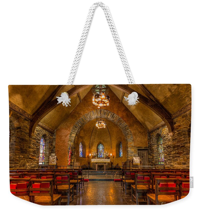 Church Weekender Tote Bag featuring the photograph Chapel in the Woods Sanctuary by Rod Best