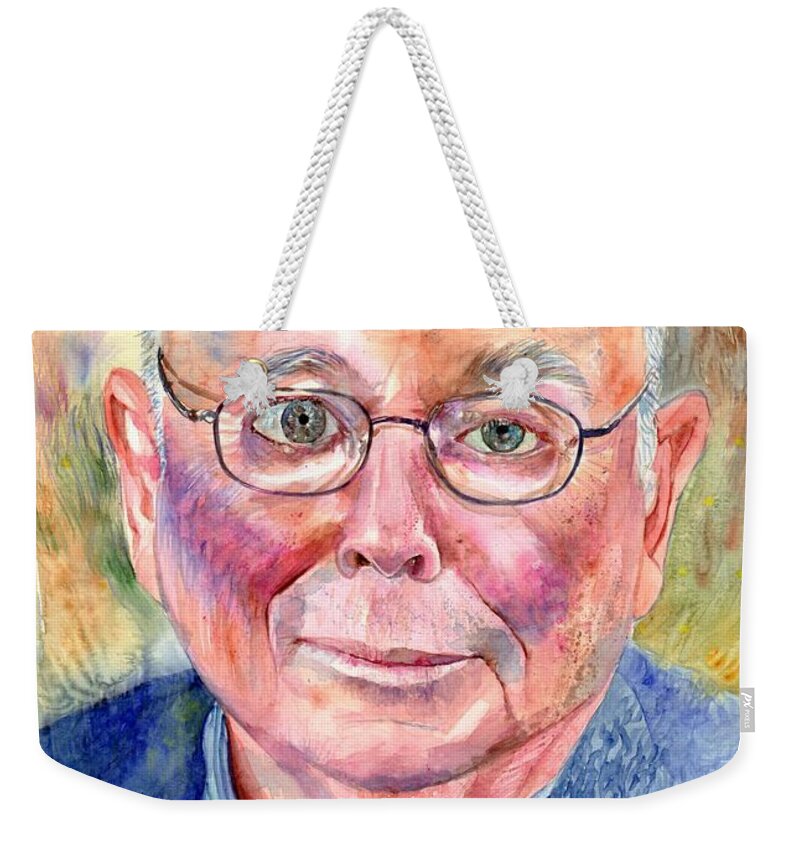Charlie Weekender Tote Bag featuring the painting Charlie Munger painting by Suzann Sines